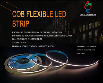 COB CCT réglable 576 puce Flexible blanc chaud blanc COB LED bande lumineuse